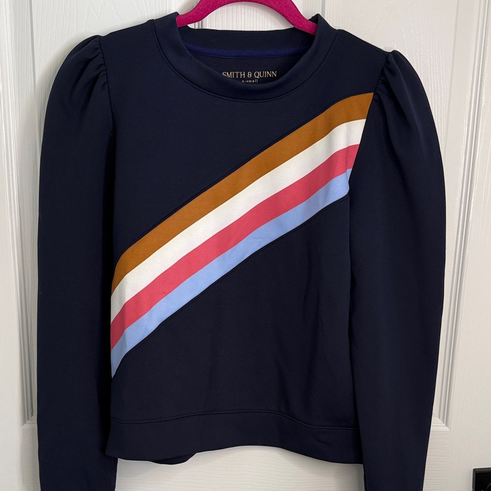 Smith & Quinn Navy Sweatshirt with Striped Design